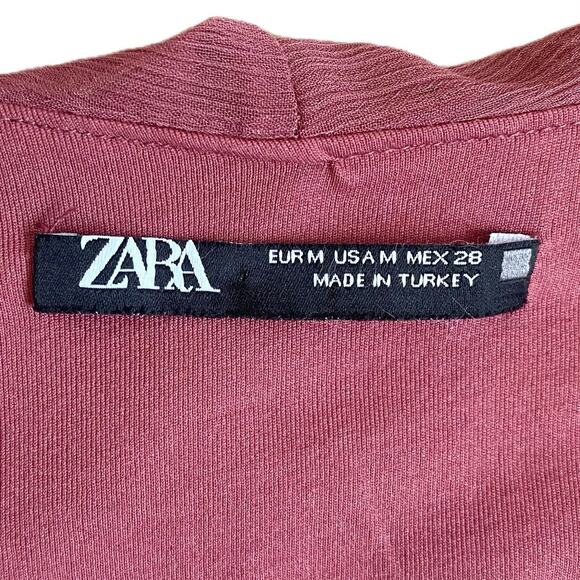 ZARA Georgette Ruffled Midi Dress Size M Dusty Pink Mauve‎ Romantic Feminine - Picture 12 of 13